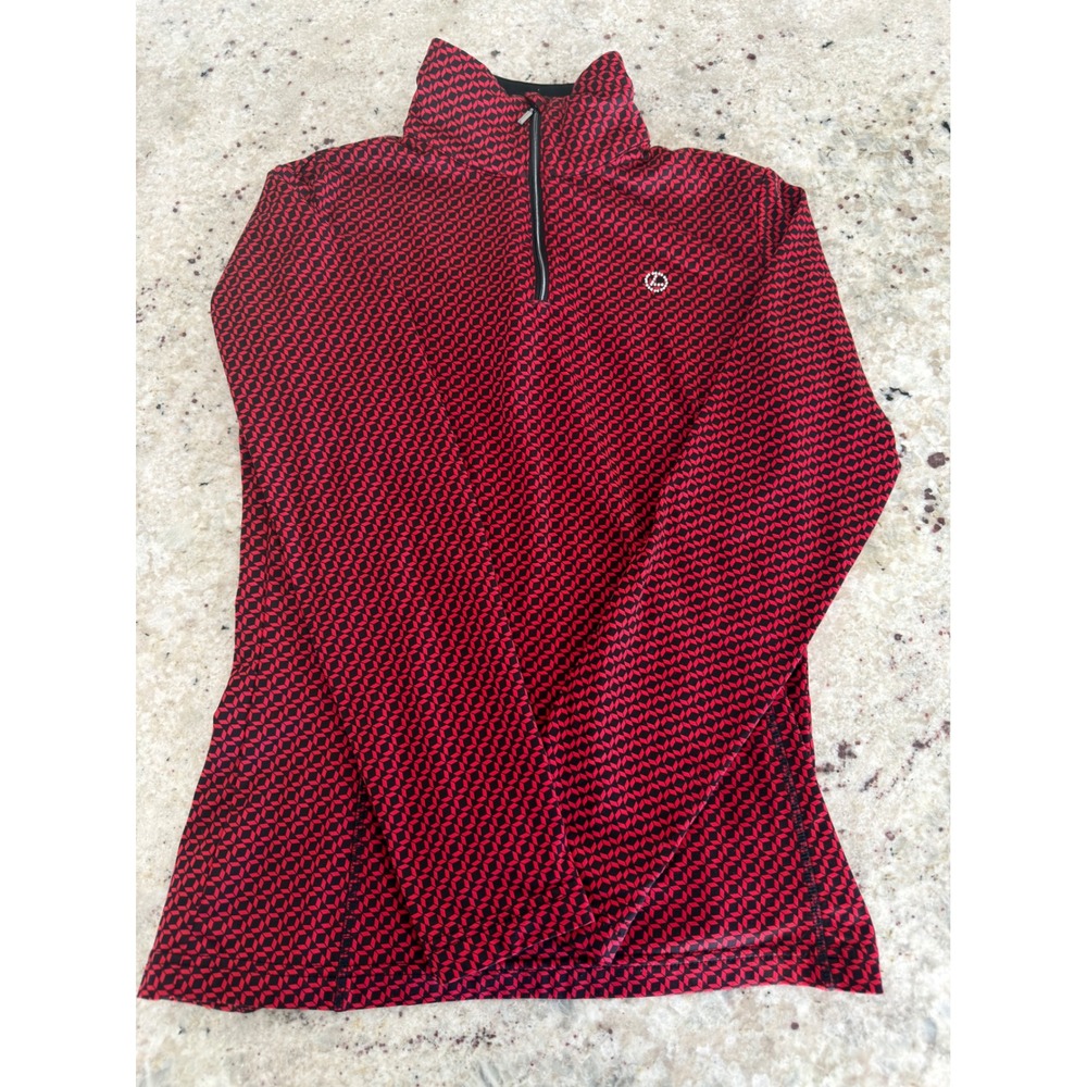 Luhta Women's M Red & Black Half Zip Fleece Pullover‎